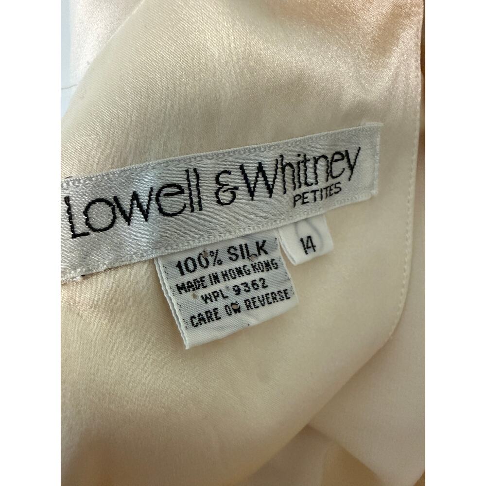 Vintage Silk Blouse Cream Embroidered Minimalist Old Money Office Western - Picture 5 of 8